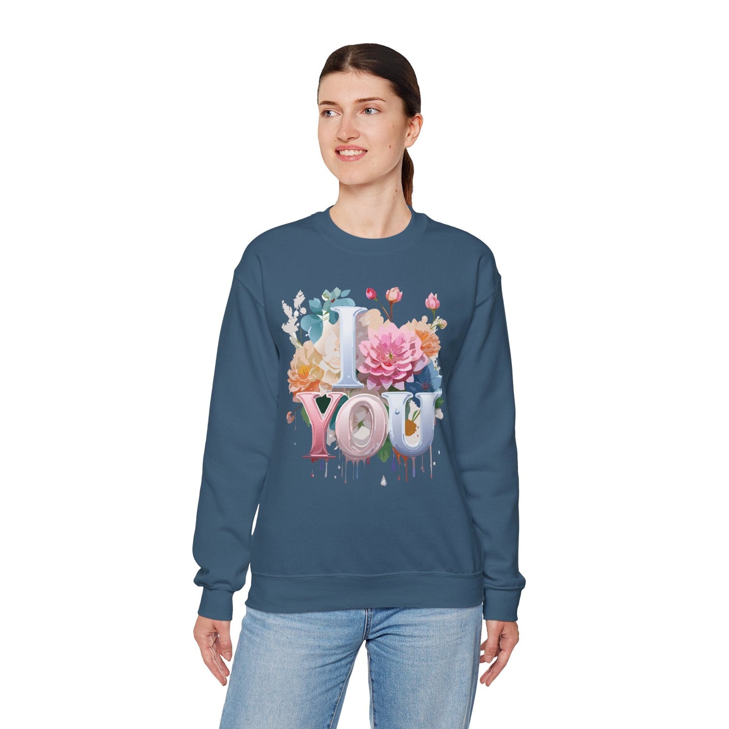 Floral Love Sweatshirt Valentines Day Unisex Crewneck Cozy Flower Design For All Season Wear