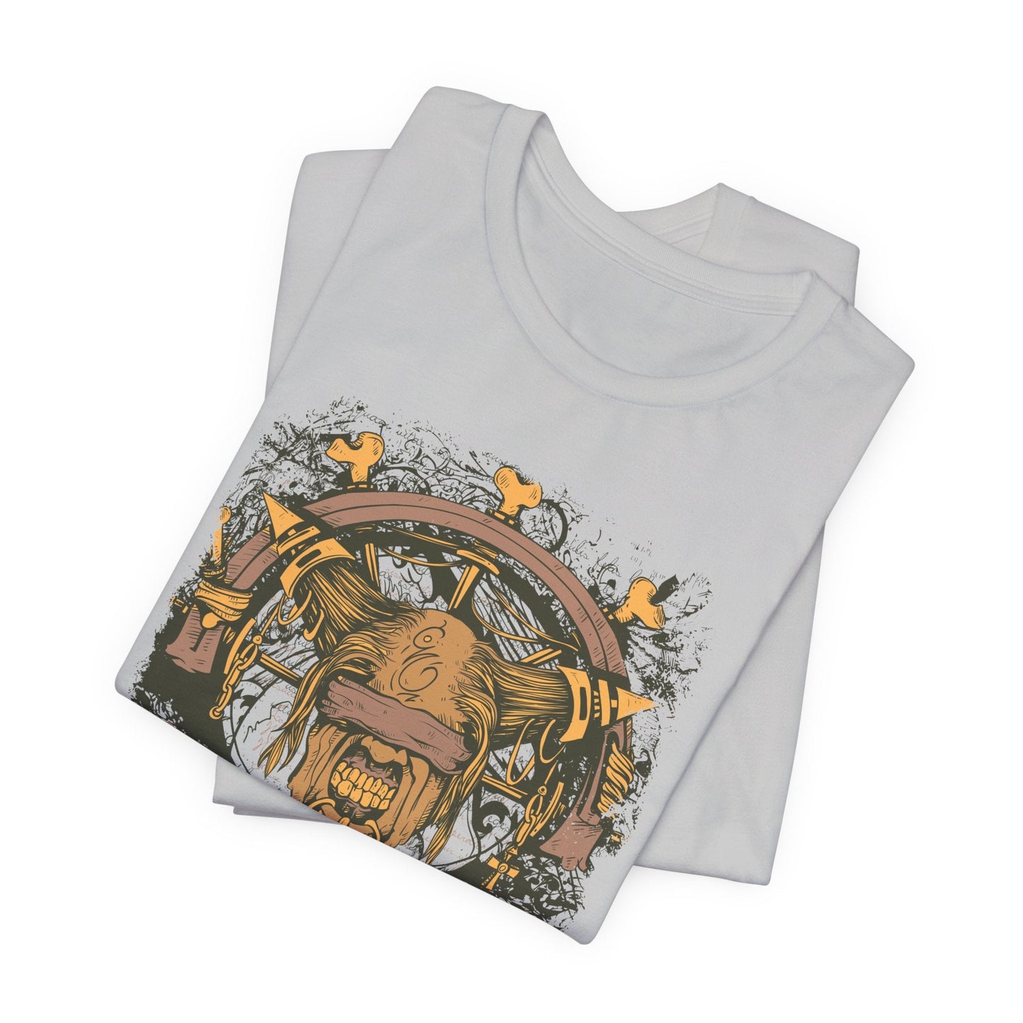 Skull Nordic Warrior Graphic Unisex Cotton T-Shirt r12