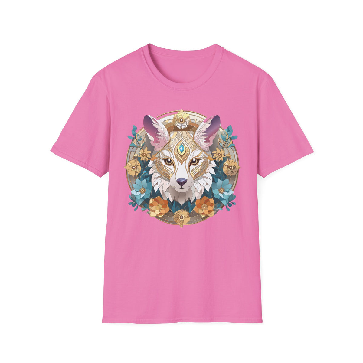 Mystic Fox Mandala T-Shirt | Floral Fox Portrait, Boho Animal Tee
