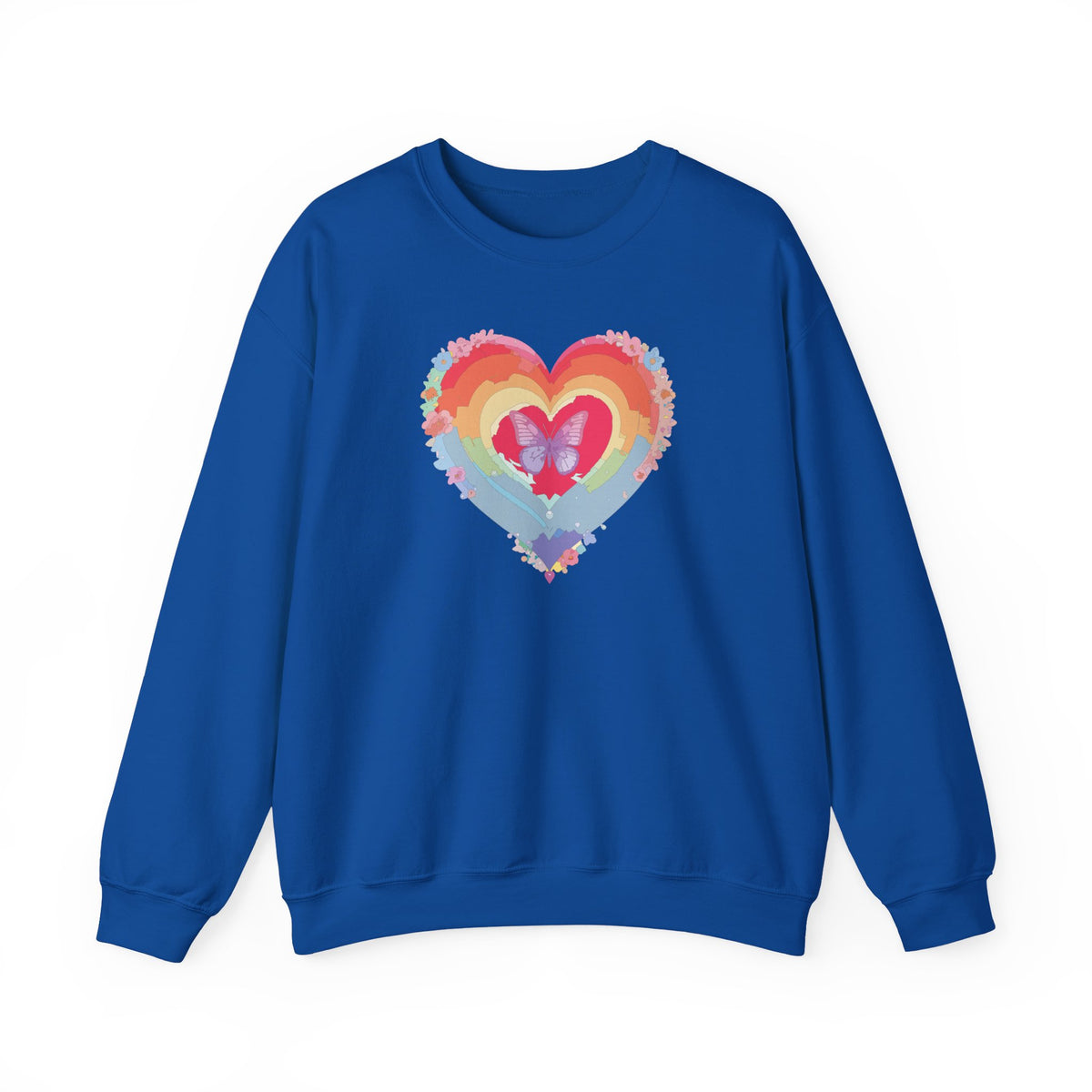 Rainbow Heart Sweatshirt, Floral Heart Sweatshirt, Floral Love Sweatshirt, Valentine's Day Sweatshirt, Rainbow Heart Floral Sweatshirt 116