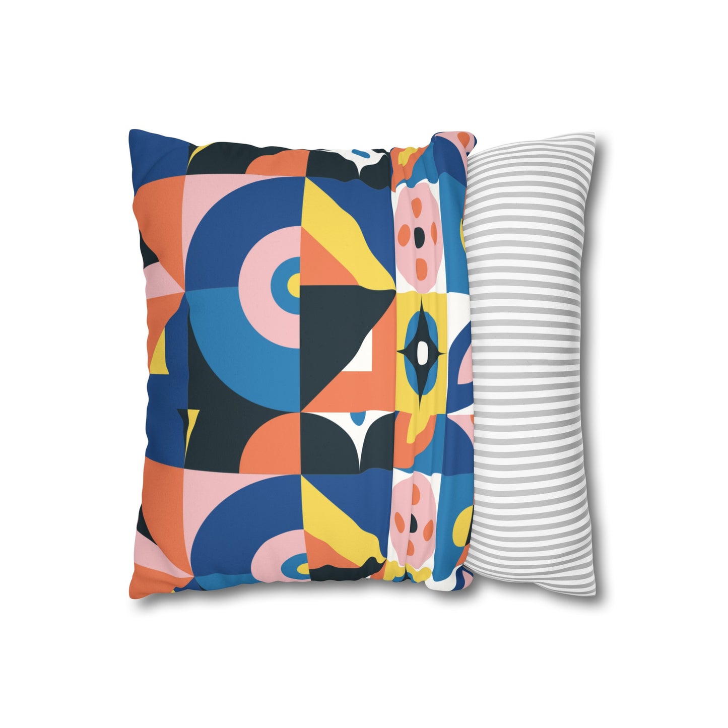 Faux Suede Pillowcase with Abstract print