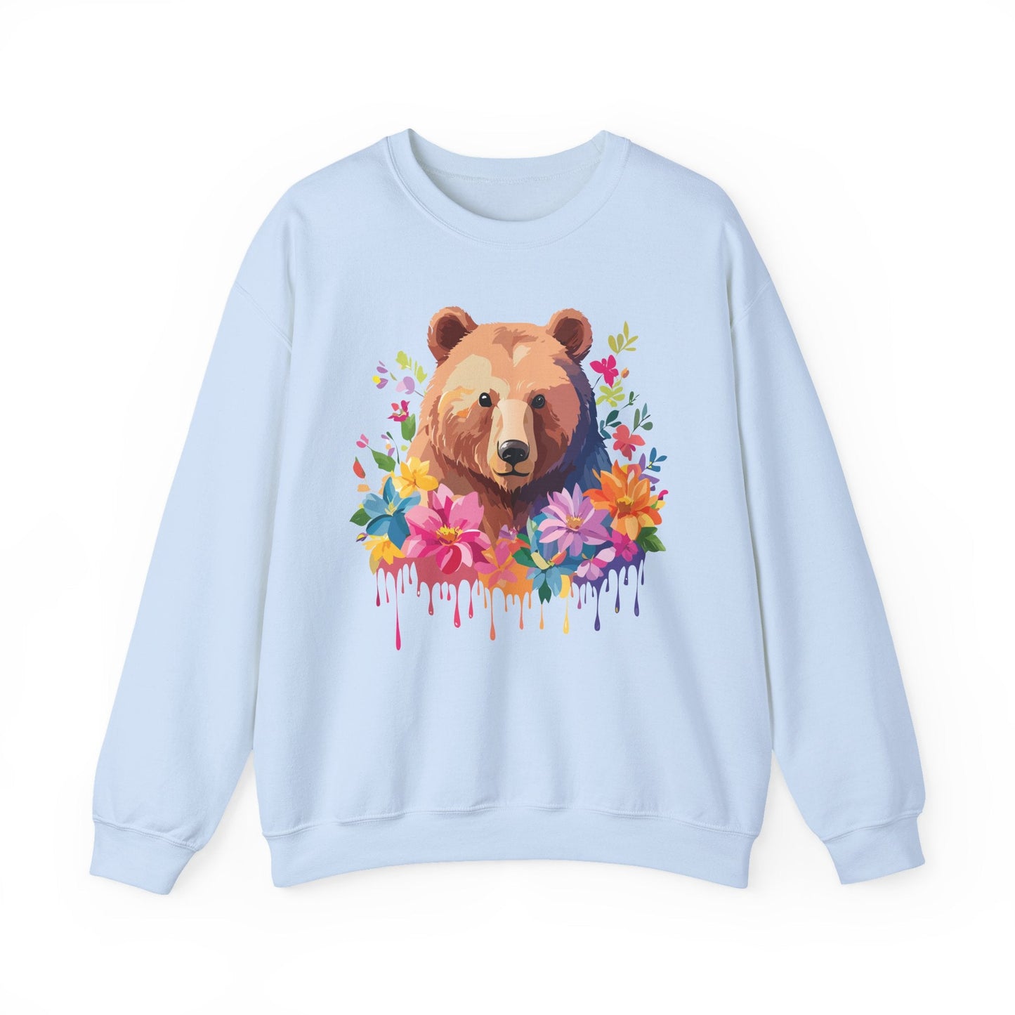 Unisex Floral Bear Sweatshirt With Art Design Animals Sweatshirt