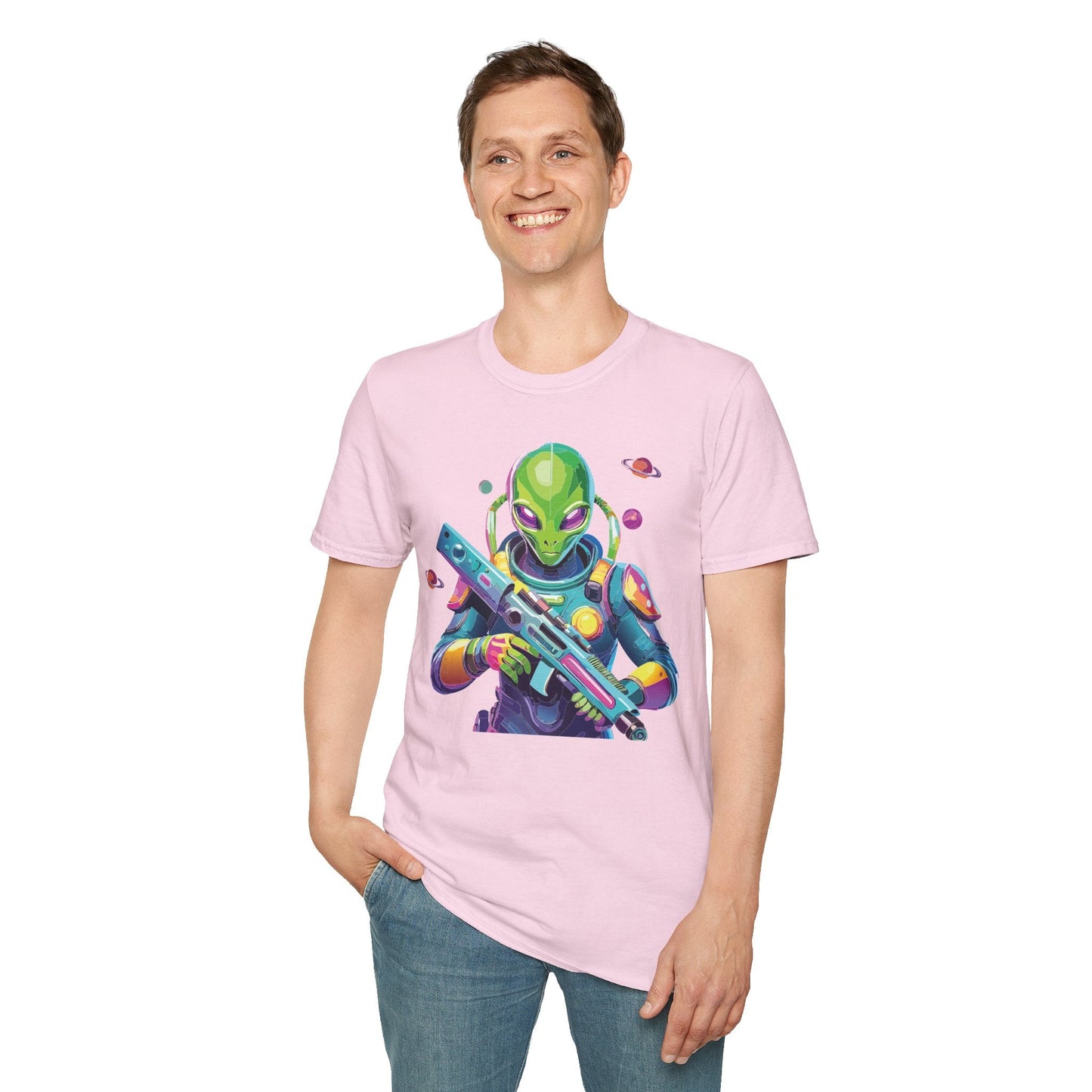 Alien Graphic Unisex Cotton Softstyle UFO Artwork Tee 8