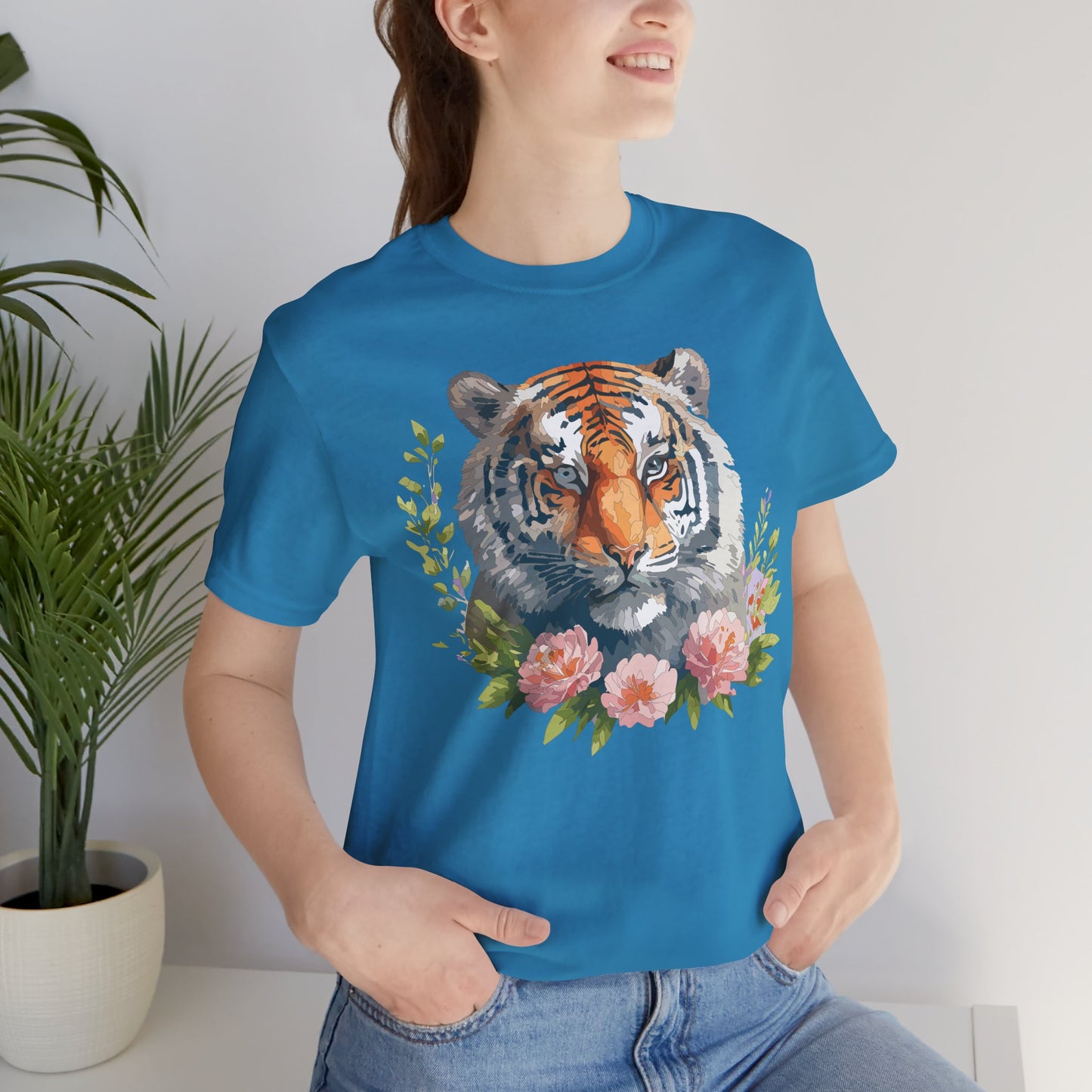 Floral Tiger Shirt, Animal Shirt, Tiger Tee, Unisex Tee, Floral T-shirt, T-Shirt with Animal