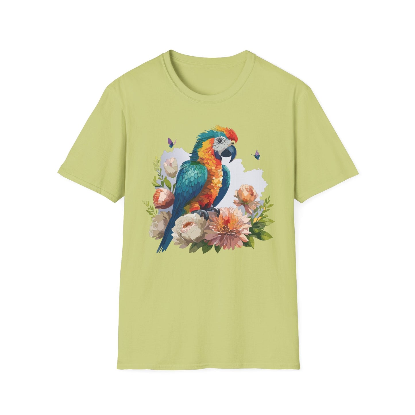 Bird T Shirt Floral Bird Print Unisex Softstyle Cotton Tee Animal Graphic Tee For Everyday Wear
