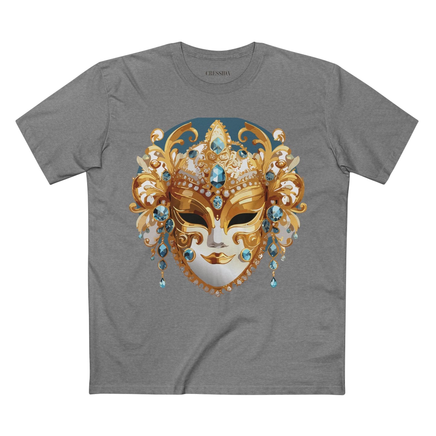Carnival Mask Graphic T-Shirt Unisex 100 Cotton With Antique Gold Art Design Tee 12