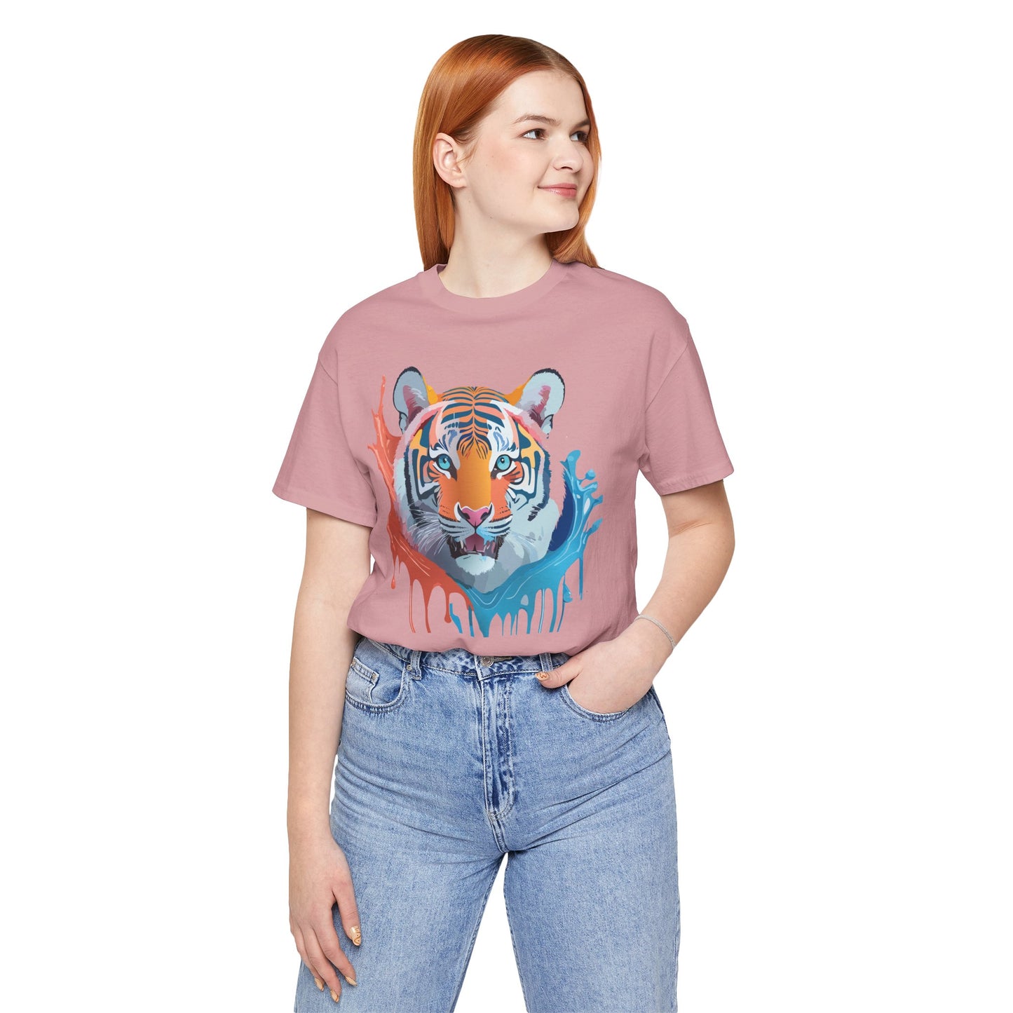 Unisex Tiger Tee, Animal Shirt, Tee Shirt with Tiger, Art T-Shirt, Animal Tees, Big Cat Shirt, Art Design T-Shirt 5