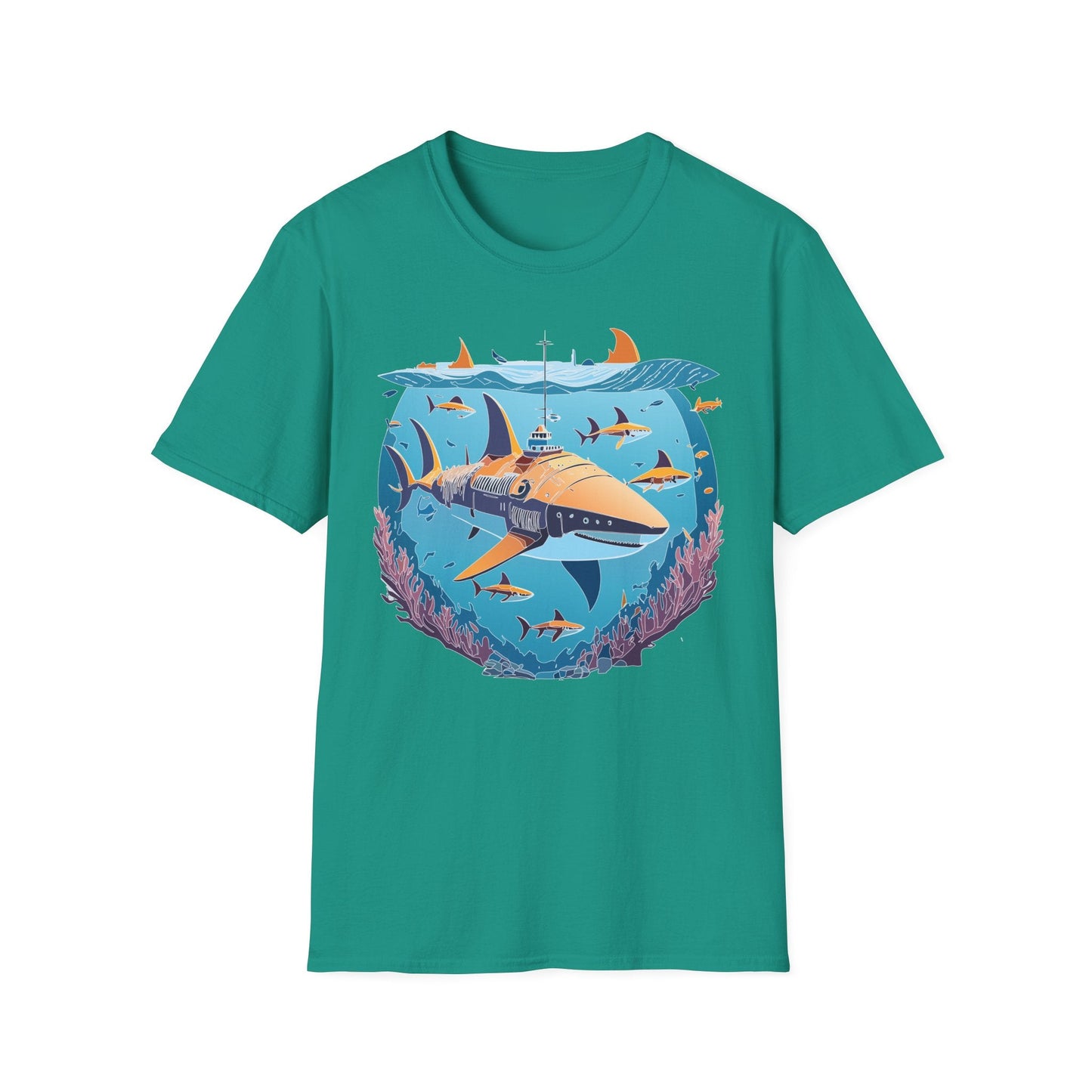 Ocean Tee Shirt Unisex Softstyle Cotton Tee 4.5 Oz Lightweight U Boat Theme Design