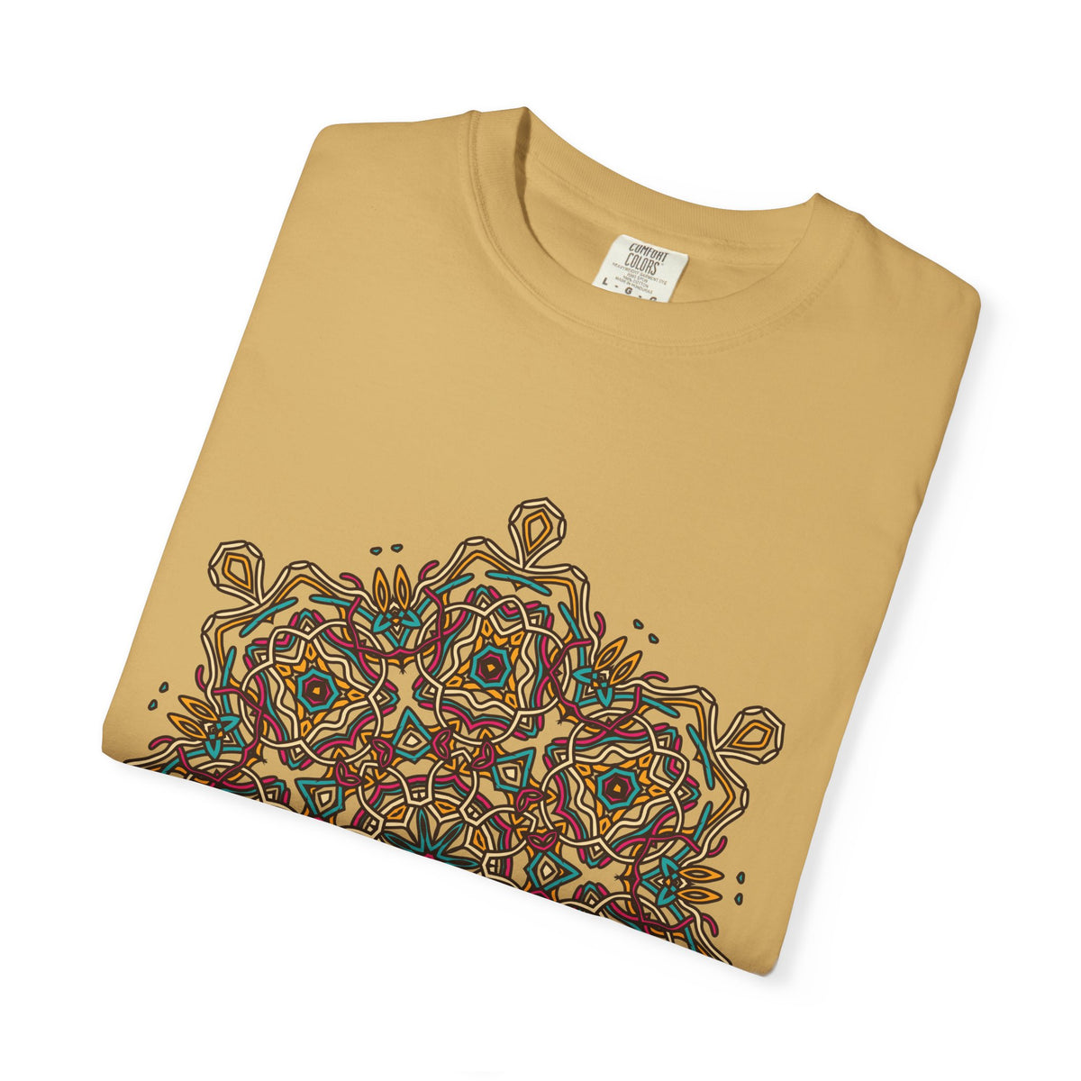 Unisex Garment Dyed Cotton T-Shirt with Mandala Graphic Design