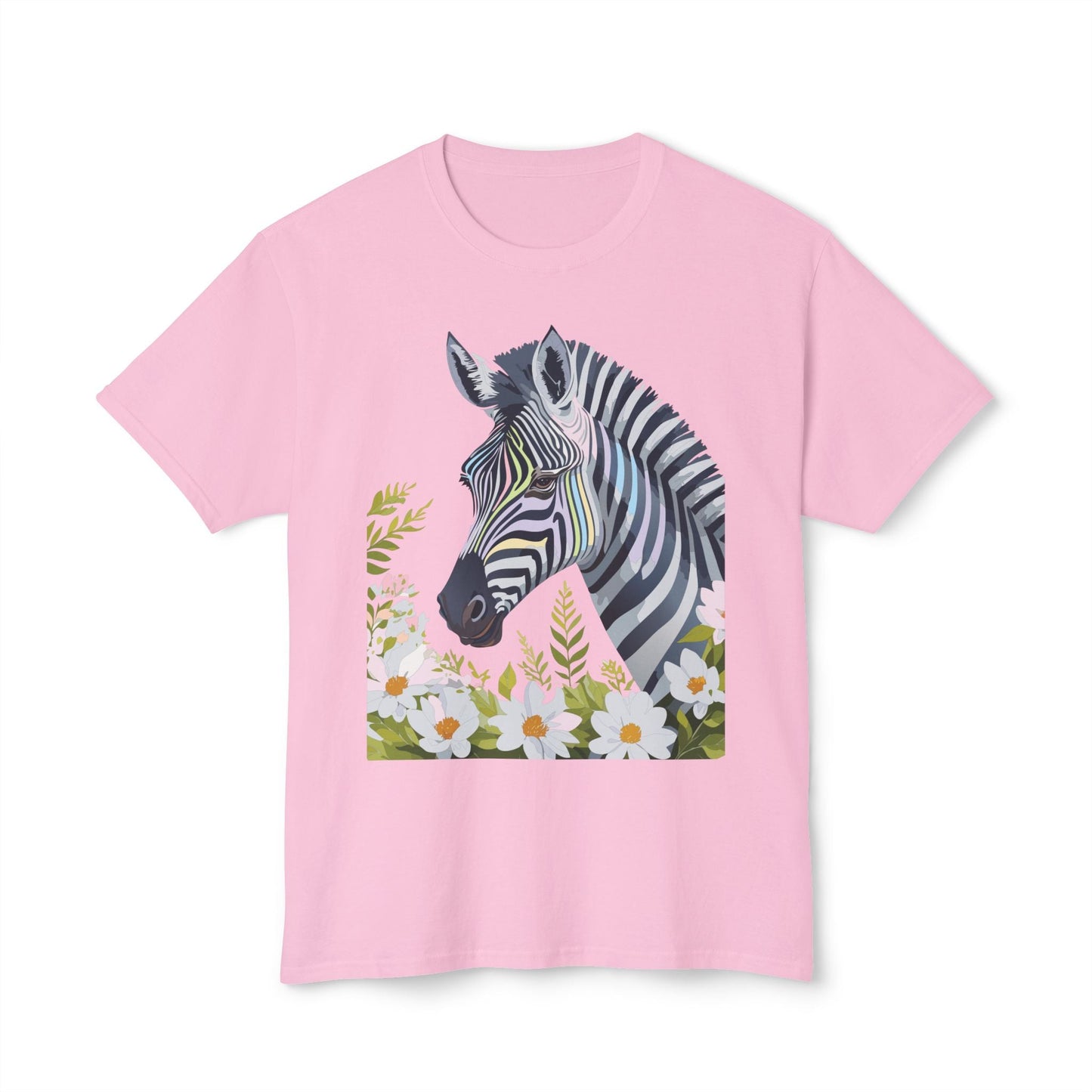 Unisex Zebra Art Design T Shirt With Floral Print HD Cotton Premium USA Made Jersey