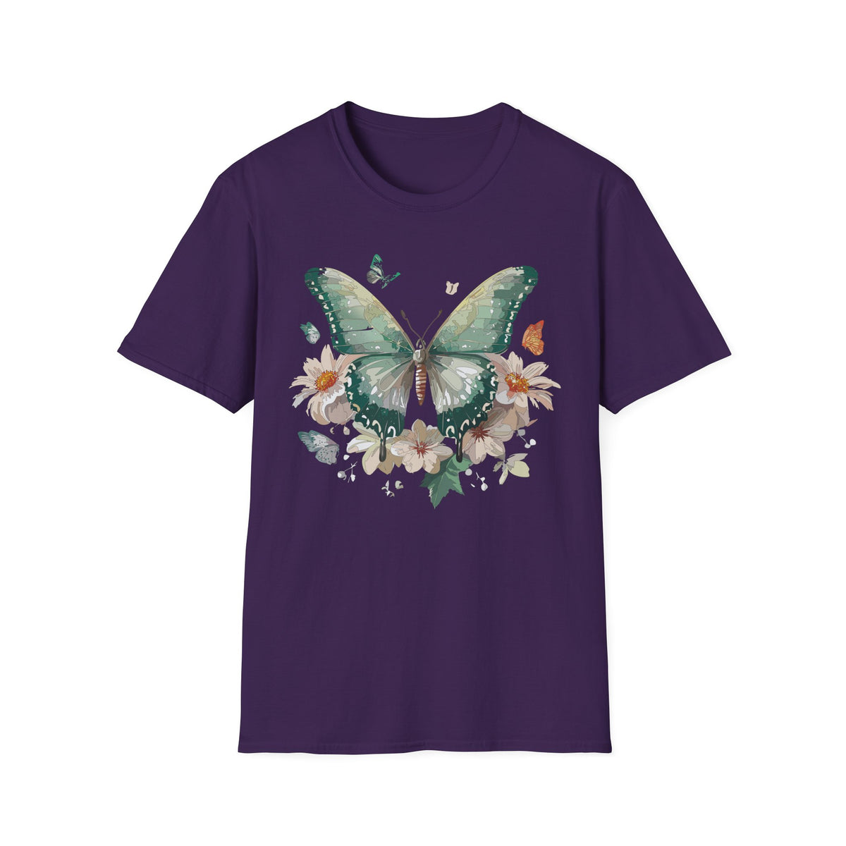 Green Watercolor Butterfly T-Shirt | Floral Monarch Graphic Tee Unisex 100 Cotton Gildan T-Shirt