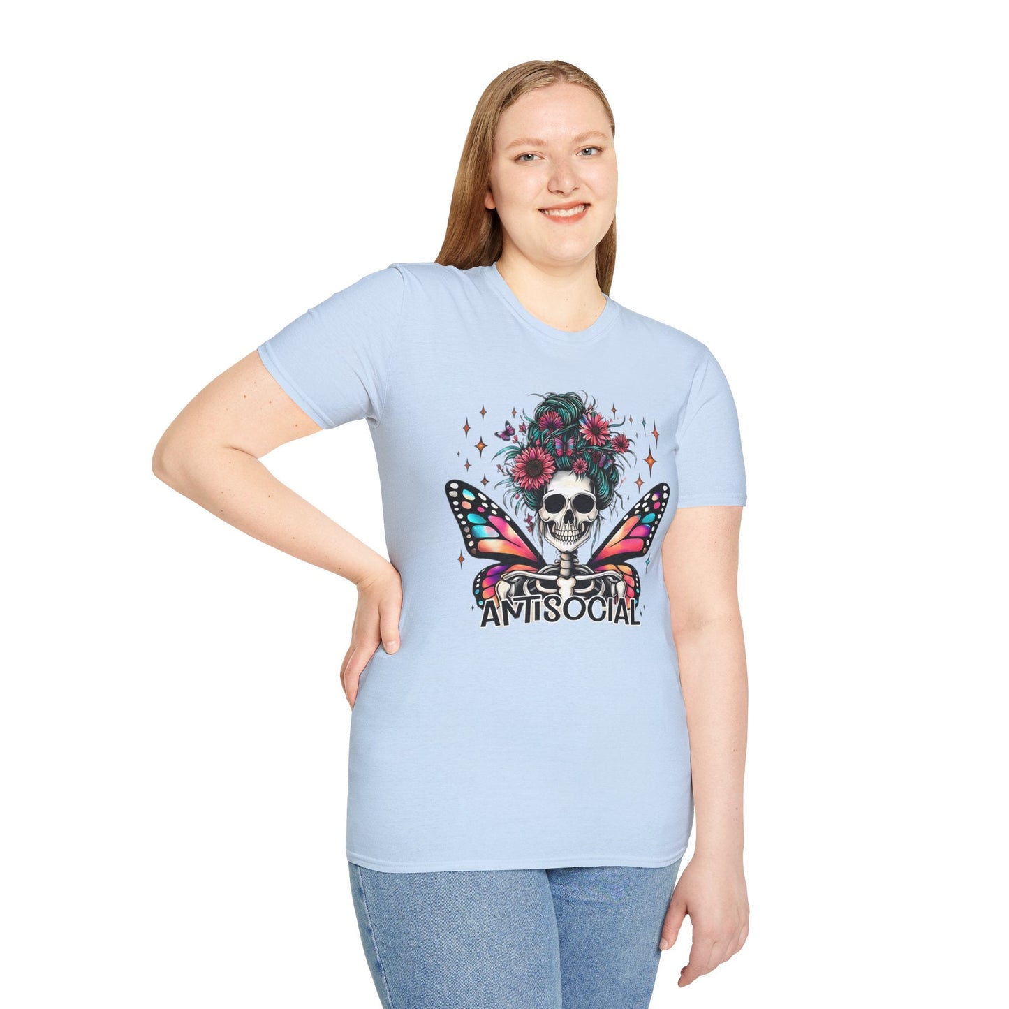 Unisex Skull Graphic Tee Shirt Short Sleeve Skeleton Gildan Softstyle 64000 100 Ring Spun Cotton