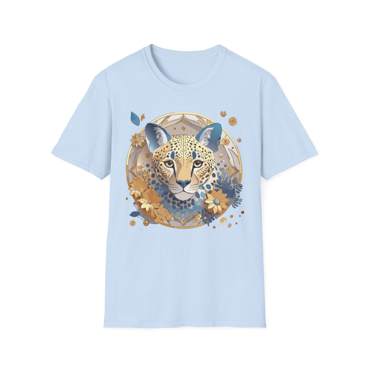Floral Leopard Face T-Shirt | Botanical Cheetah Portrait Tee