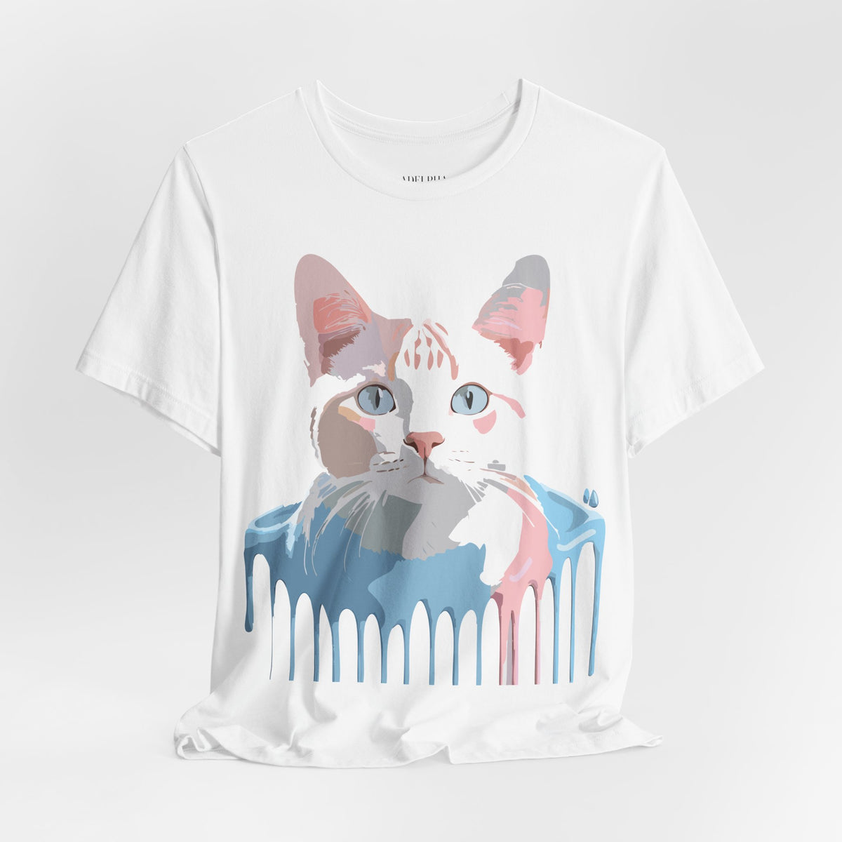 Cat Graphic Unisex Cotton Bella+Canvas Tee with Art Animal Design d04