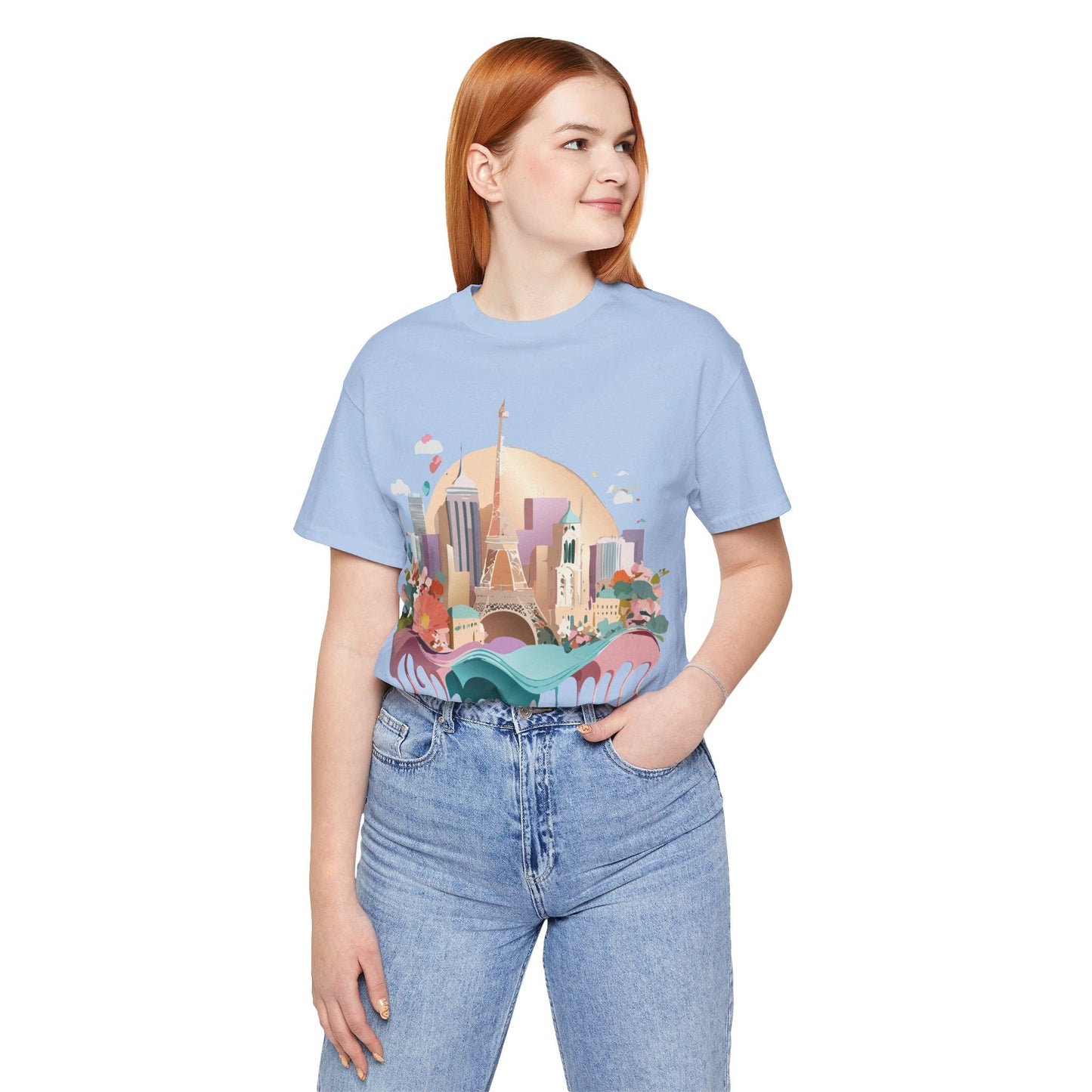 Tourist Shirt With Paris Graphic Tee Unisex Jersey Short Sleeve Art Design Adelpha Vintage Inspired