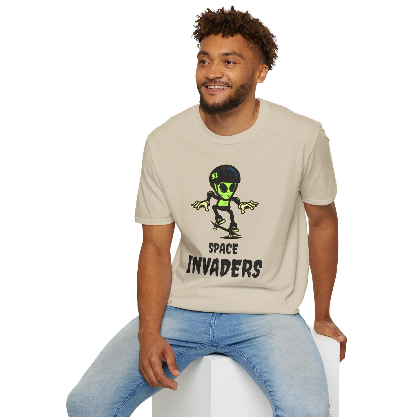 Alien Skateboard Space Invaders Shirt