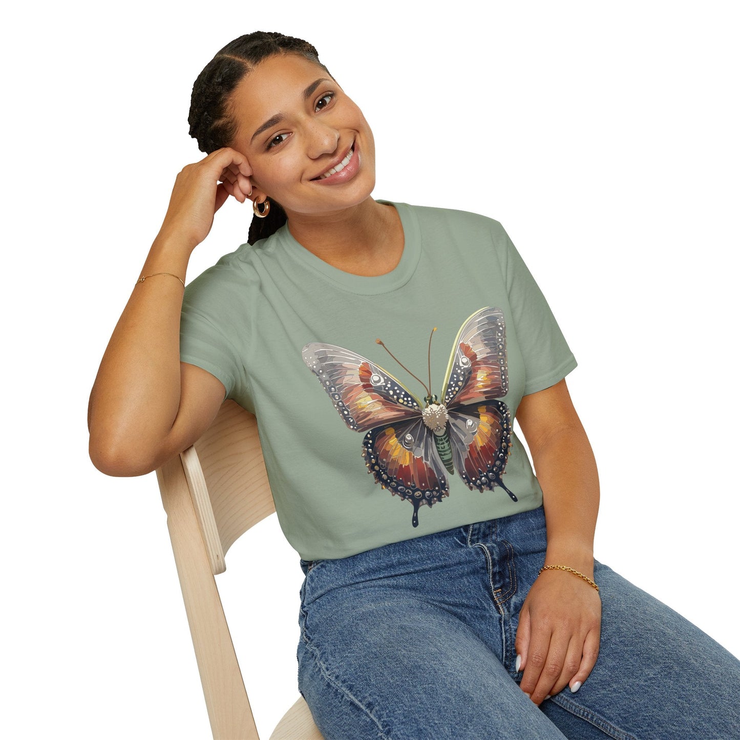 Butterfly Shirt Unisex Lightweight 100 Cotton Gildan Softstyle 64000 Tee Monarch Butterfly Design
