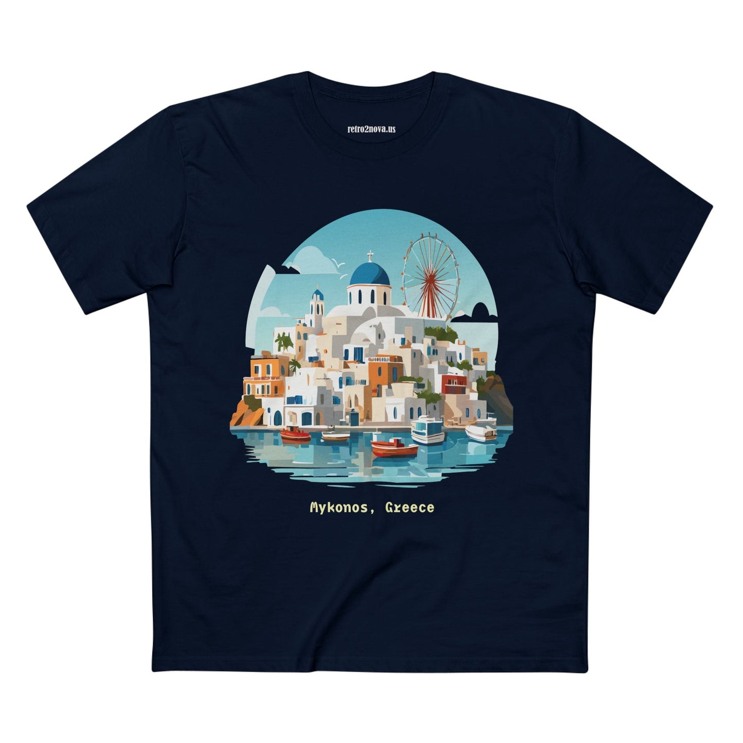 Unisex Greece Travel Shirt With Original Art Design Premium Cotton Tee Retro2Nova