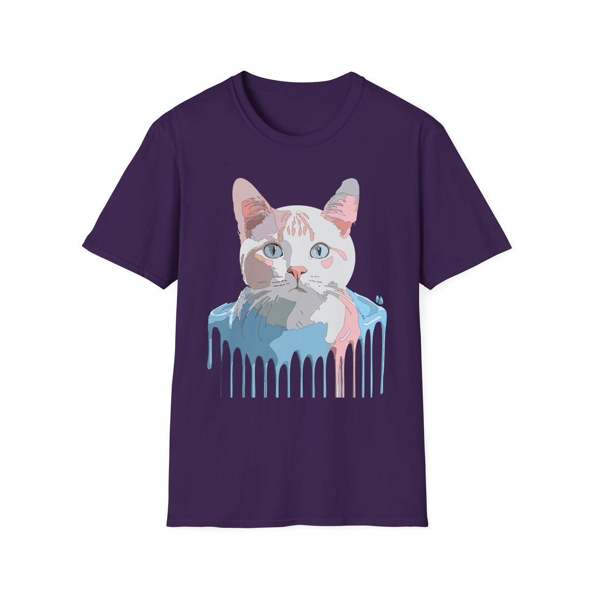 Pastel Cat Portrait T-Shirt | Watercolor Kitty Face Tee
