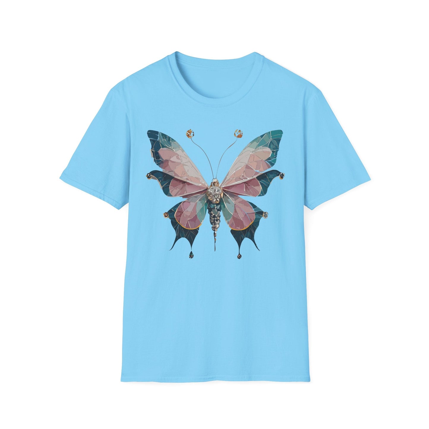 Butterfly Shirt Unisex T Shirt Monarch Print Gildan Softstyle 64000 100 Percent Ring Spun Cotton