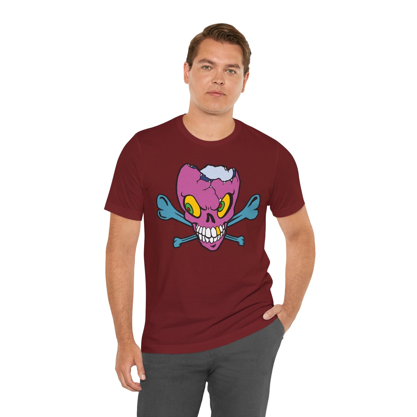 Purple Skull Graphic Design Tee, Skull Shirt, Vintage Tees, Art Design T-Shirt, Vintage Graphic Tee, Art Shirts with Skulls 5