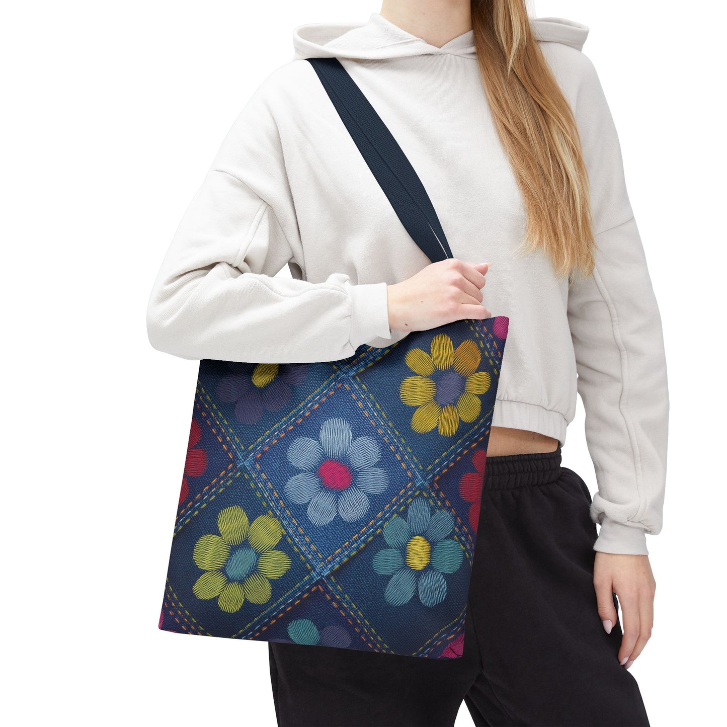 Denim Fabric Imitation Print Unisex Canvas Bag Poly Spun 3 Sizes Tote Bag 179