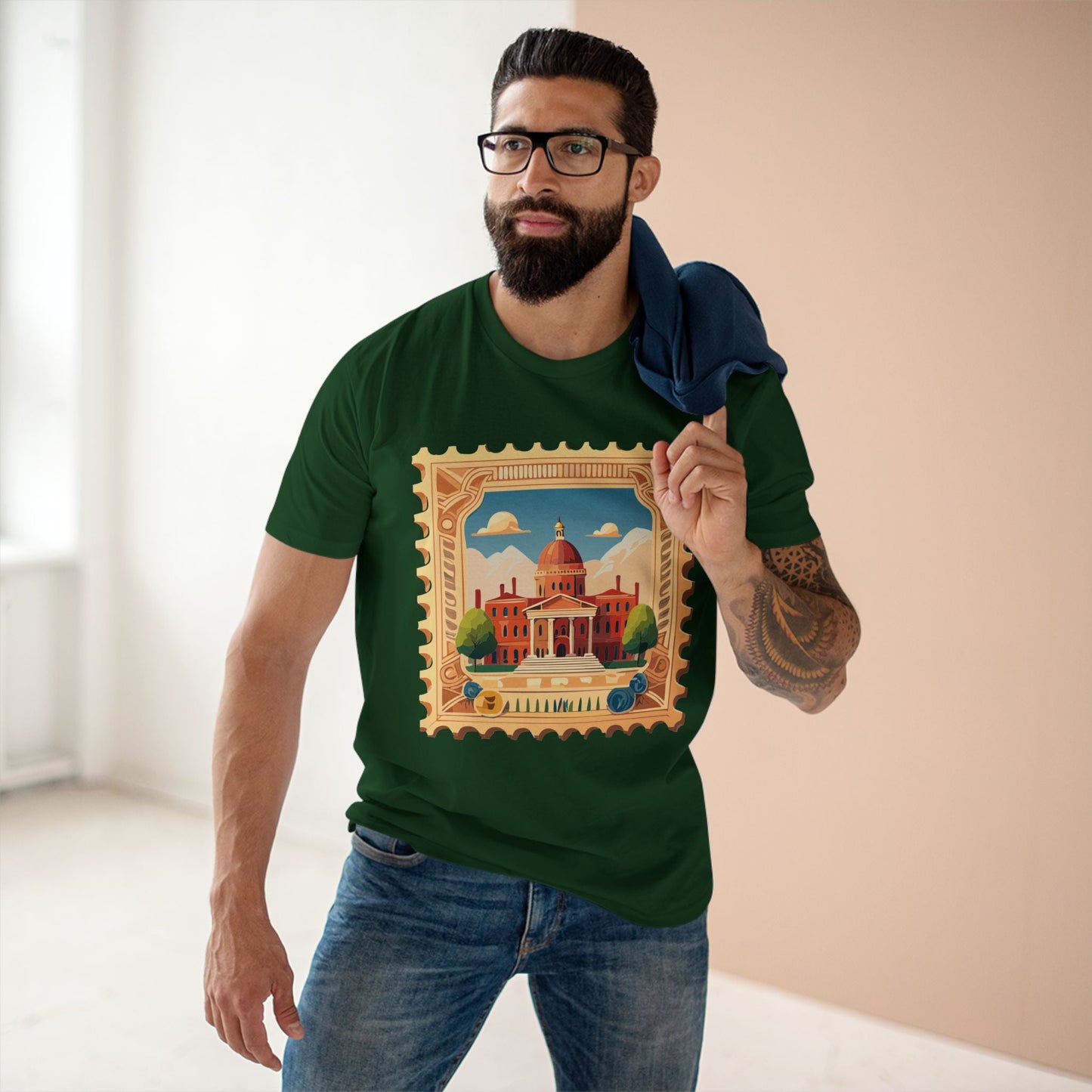 Postage Stamp Shirt Unisex Premium Cotton Tee With Original Art Collection By Retro2Nova PS14