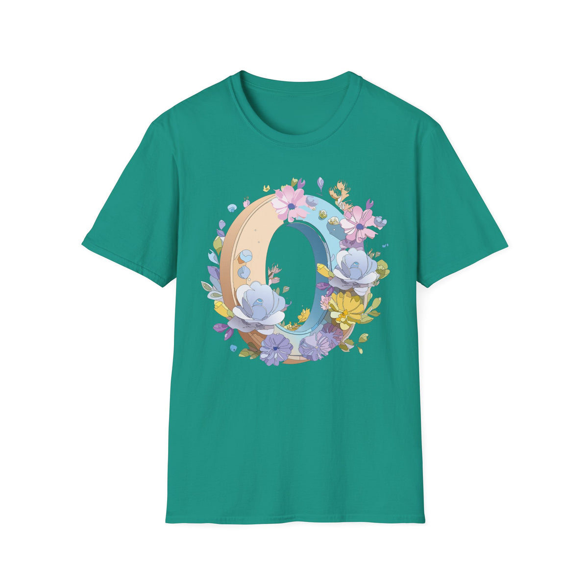 Floral Letter O Shirt | Monogram Initial O Tee, Pastel Flower Alphabet