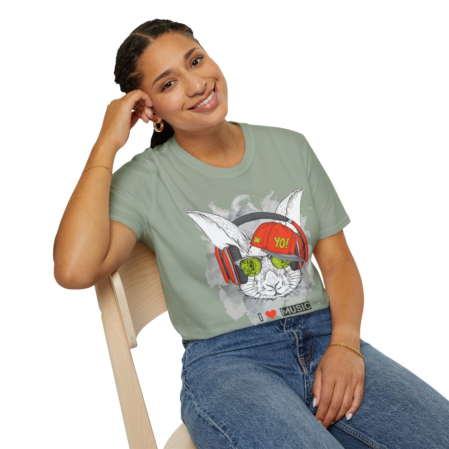 Unisex Music Animals Shirt With Headphones Softstyle Short Sleeve Tee Gildan 64000
