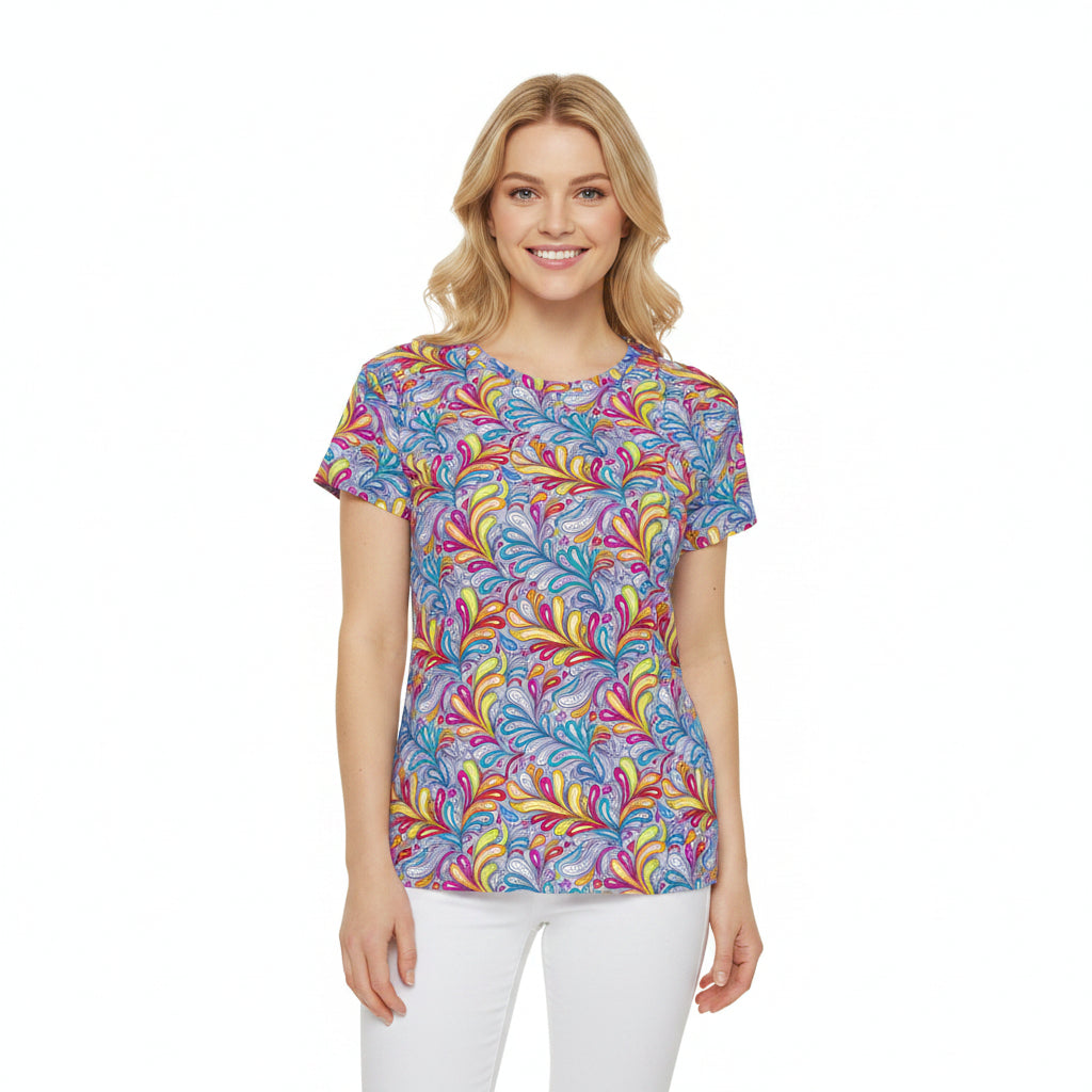 Women Poly Span T-Shirt with Floral Print
