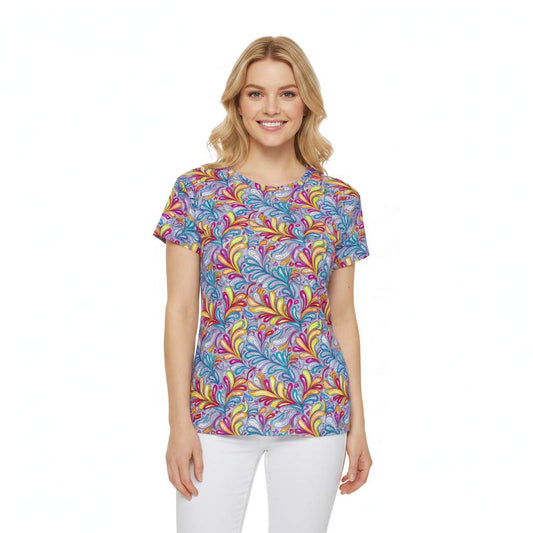 Women Poly Span T-Shirt with Floral Print