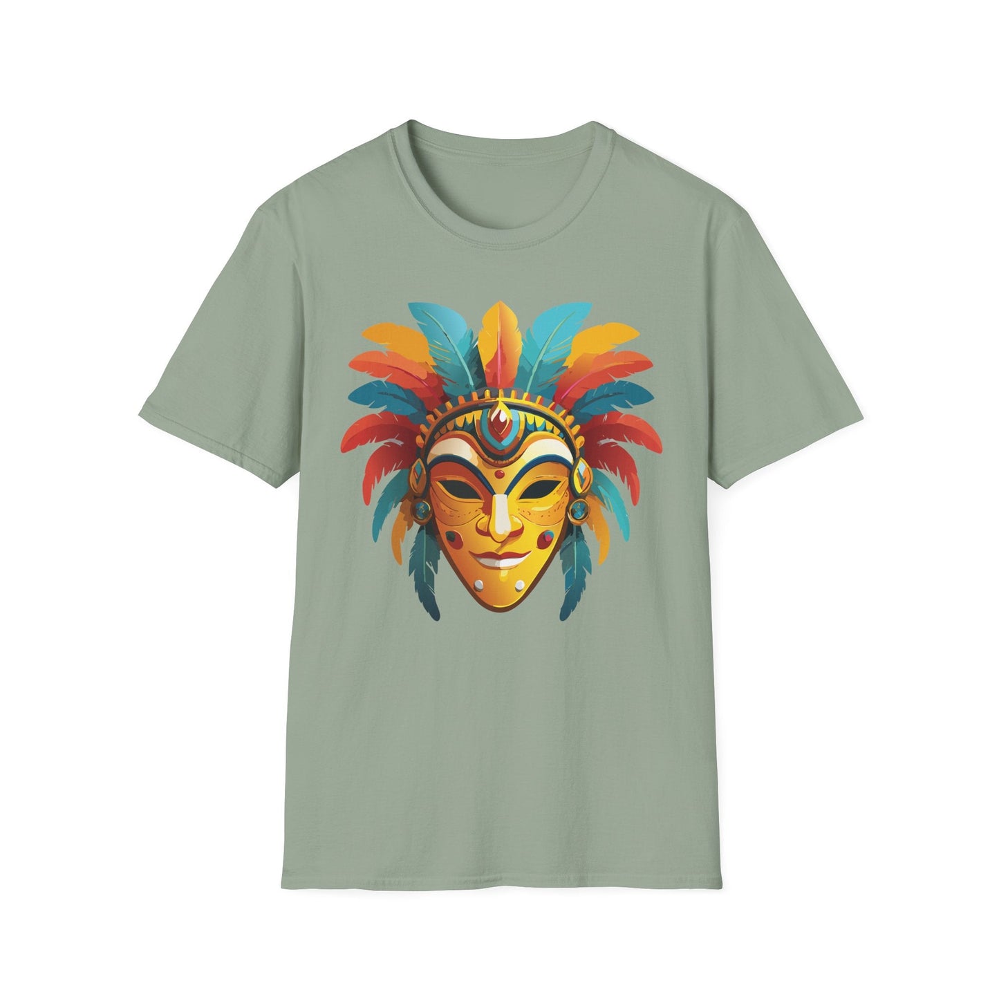 Mask Tee Shirt Unisex Masquerade Design Gildan Softstyle 100 Percent Cotton Tee for Everyday Comfort
