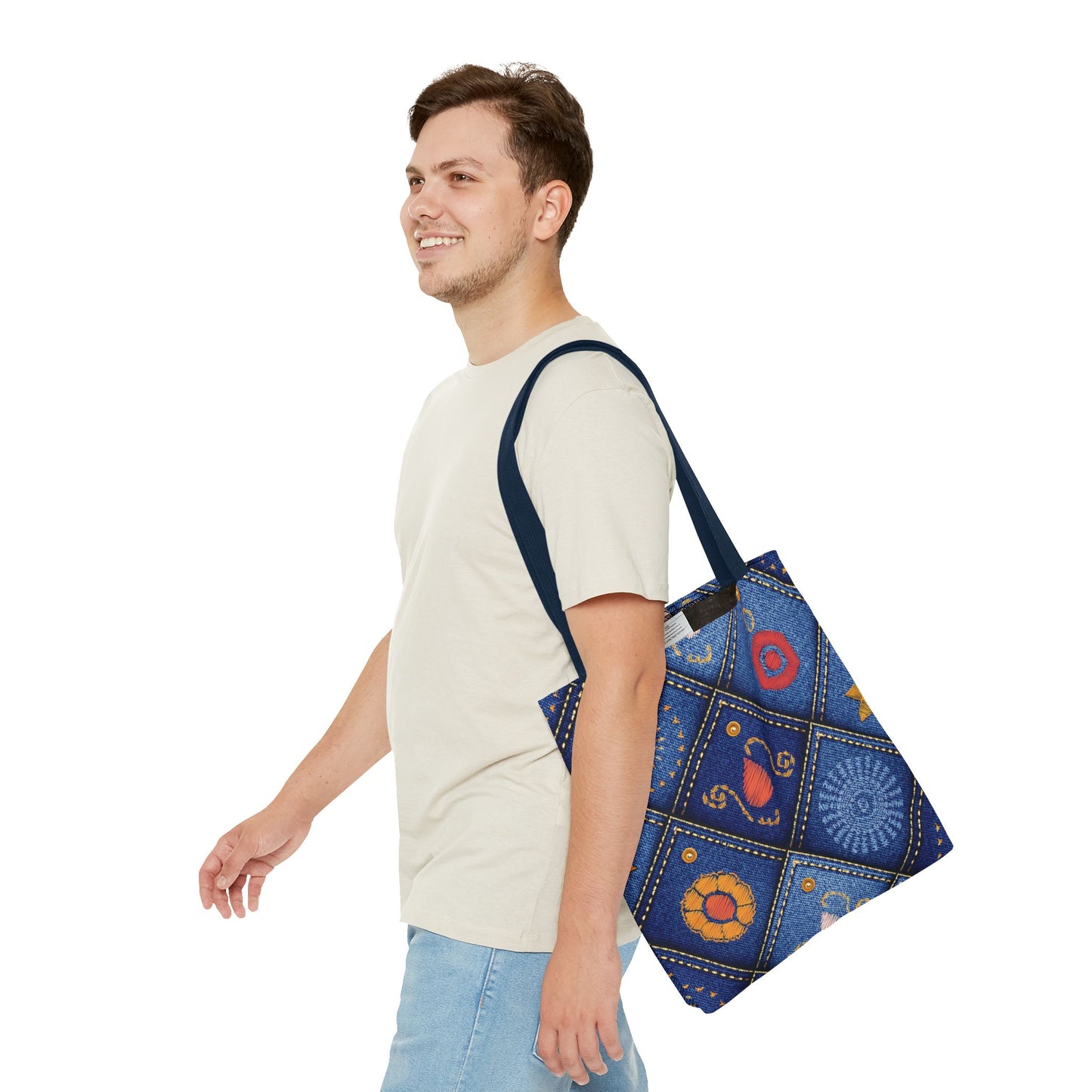Diwali Graphic Denim Fabric Imitation Print Unisex Canvas Bag Poly Spun 3 Sizes Tote Bag 205-4