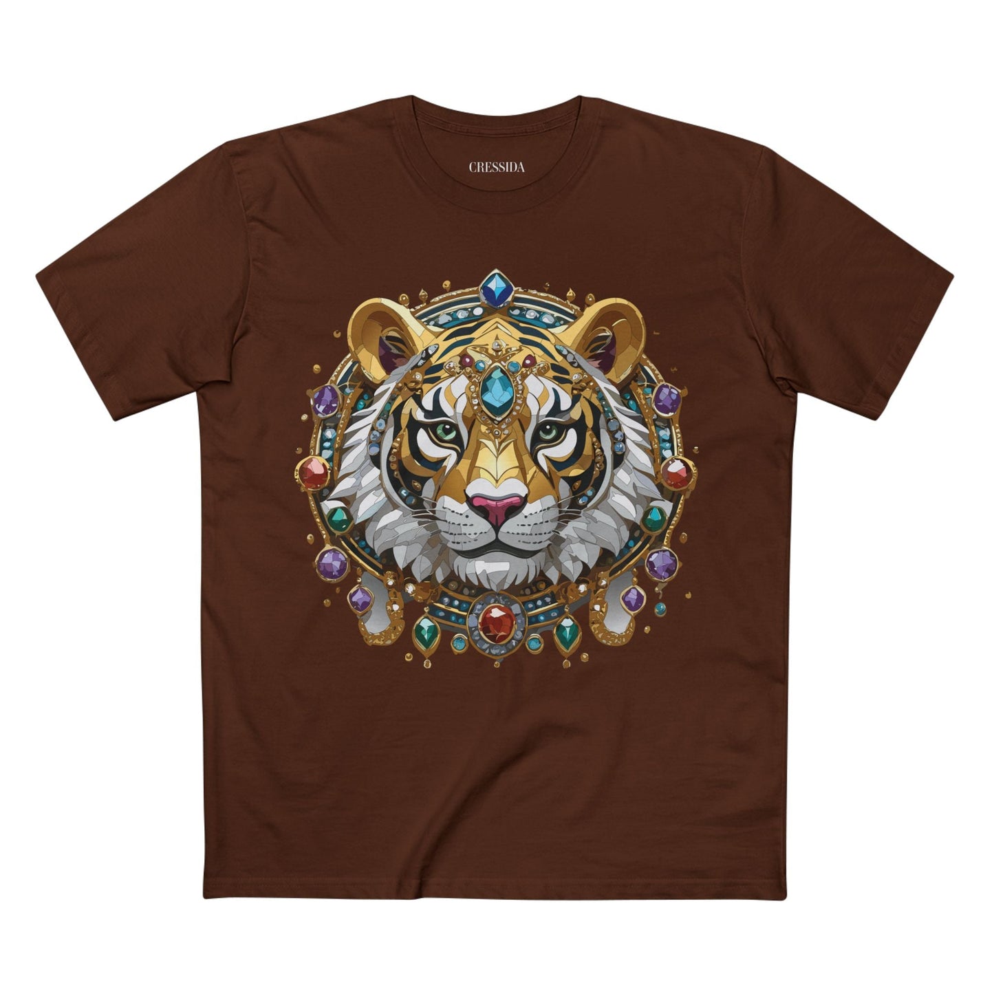 Tiger Graphic Unisex 100 Cotton Tee With Unique Animal Golden Medallion Art Design 52