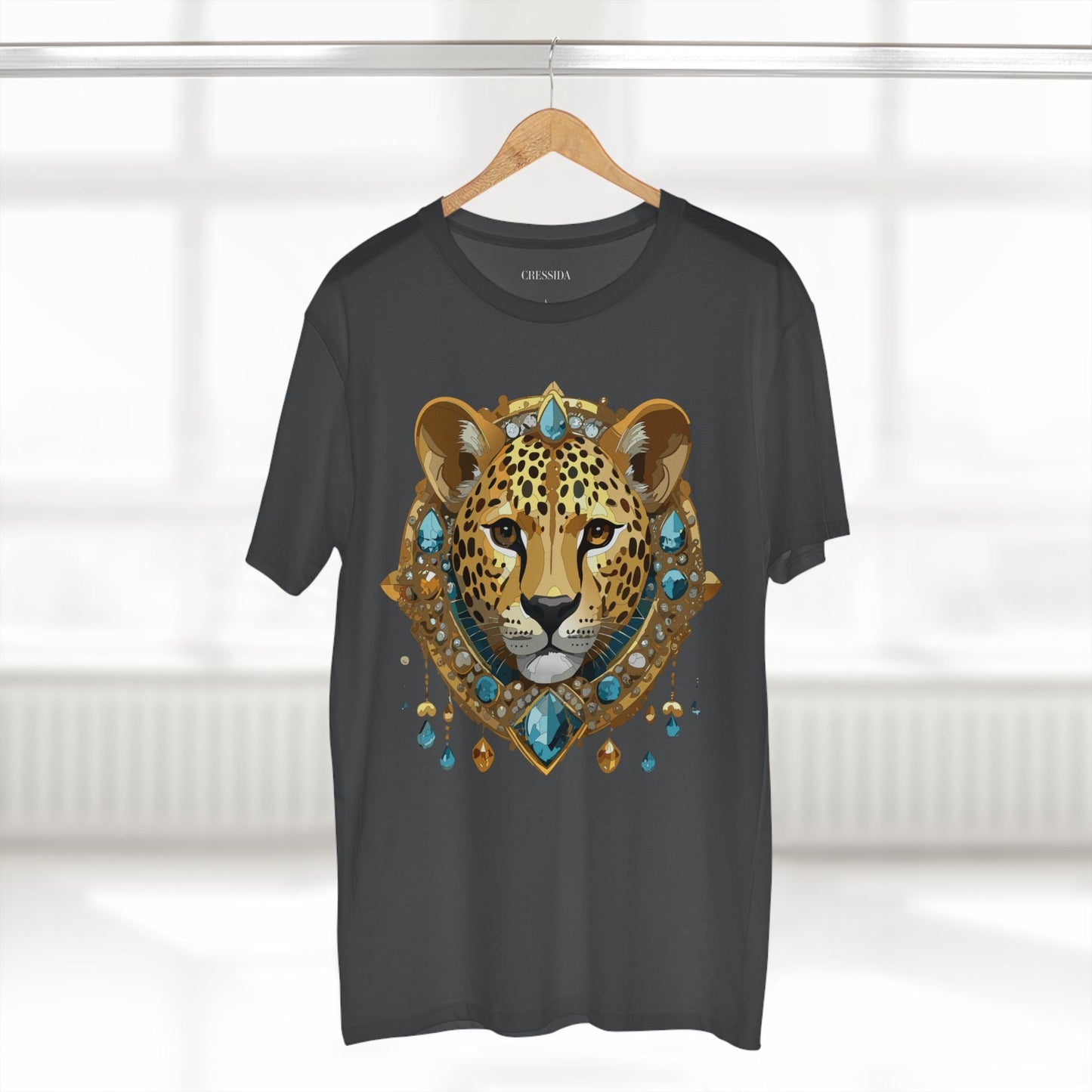 Cheetah Graphic Unisex 100 Cotton Tee With Unique Animal Golden Medallion Art Design 44