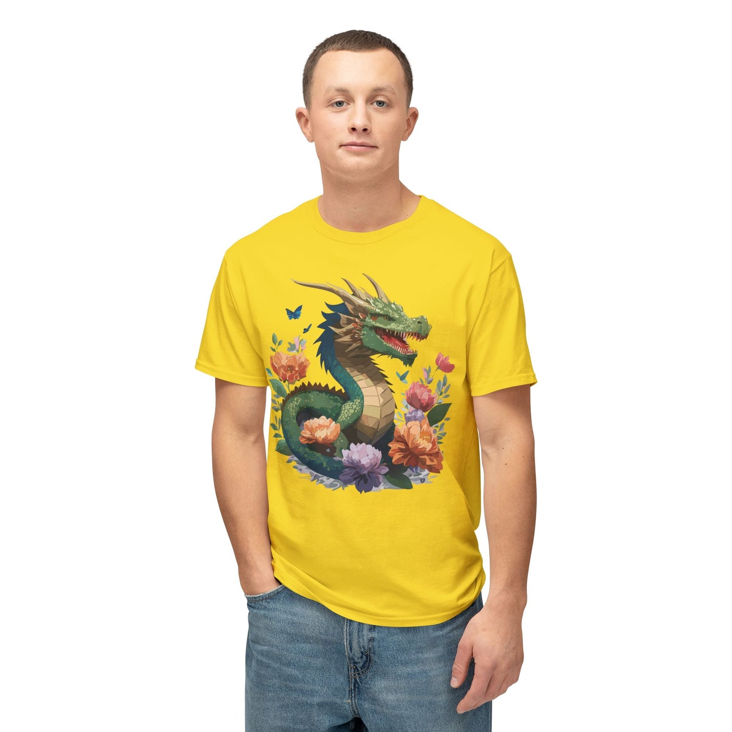 Dragon T Shirt With Art Print HD Cotton Unisex Tee Vintage Dragon Design