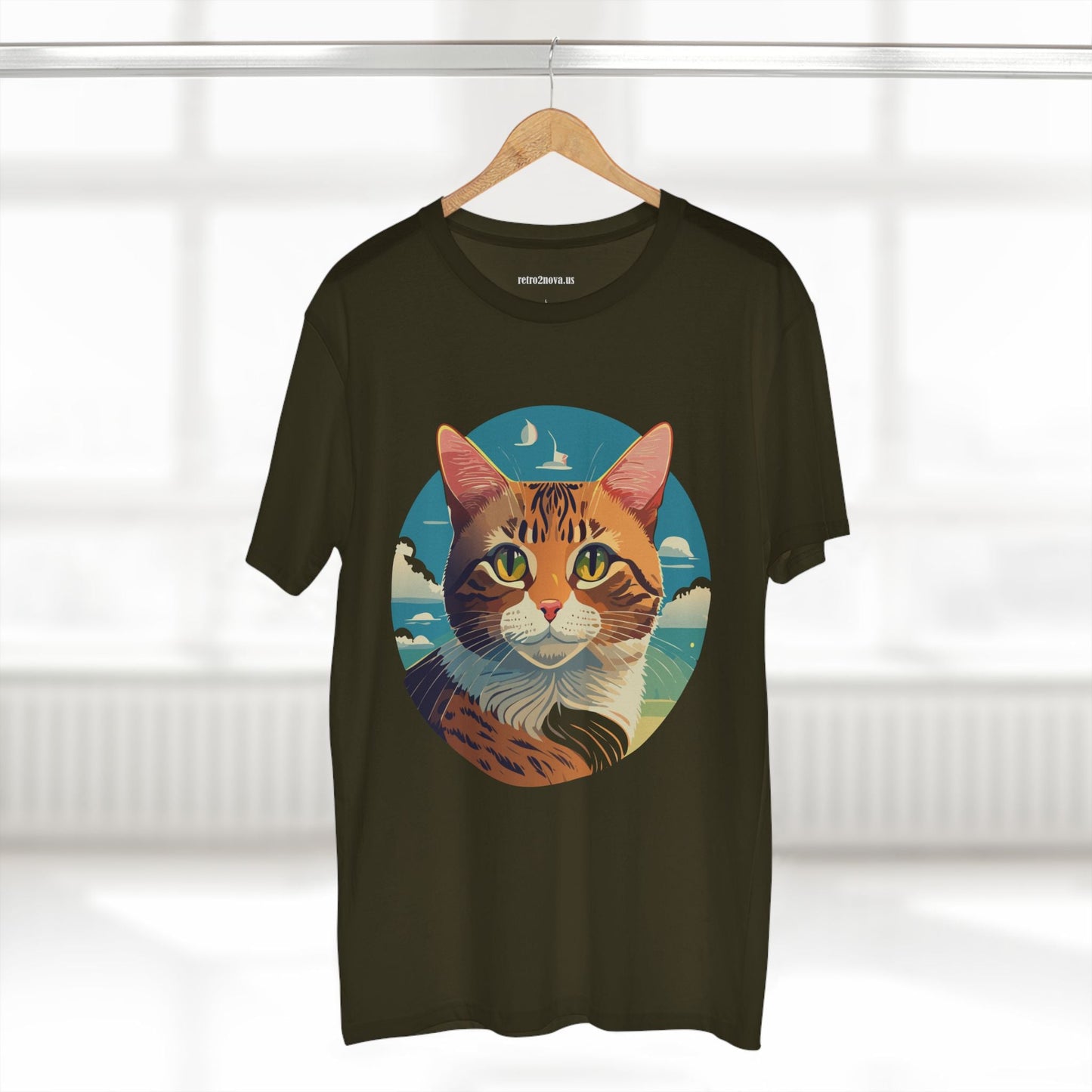 Unisex Premium Cotton Staple Tee With Original Cat Art Design Featuring Retro2Nova Logo And Everyday Comfort