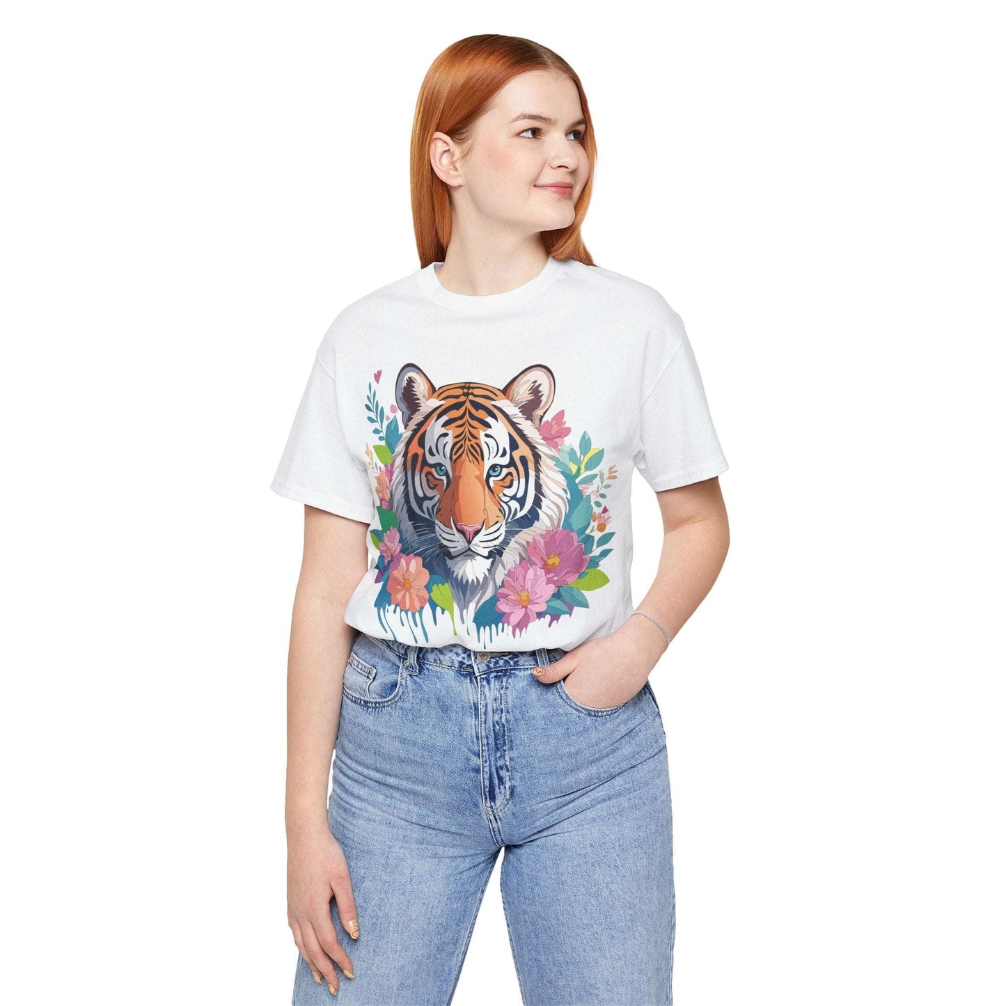 Tiger Graphic Tee Unisex Short Sleeve Shirt By Adelpha Art Design Vintage Inspired