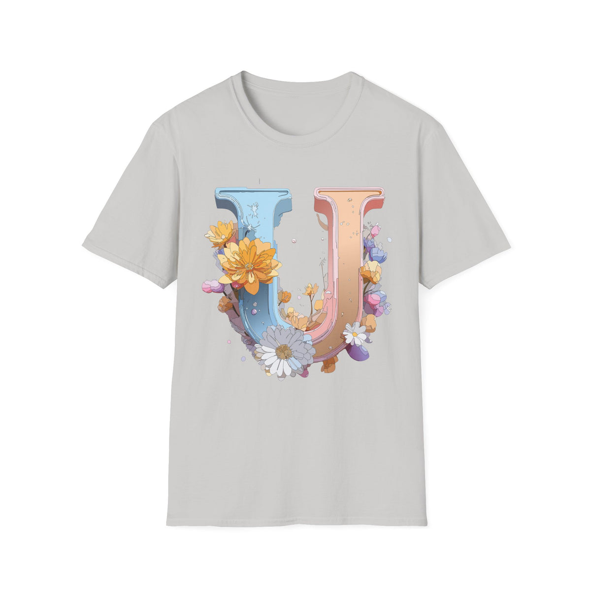 Floral Letter U T-Shirt | Botanical Monogram Tee