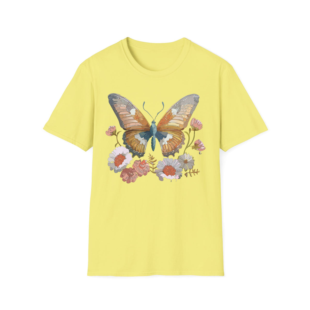 Butterfly Floral Watercolor Wings Graphic Design Unisex 100 Cotton Gildan T-Shirt