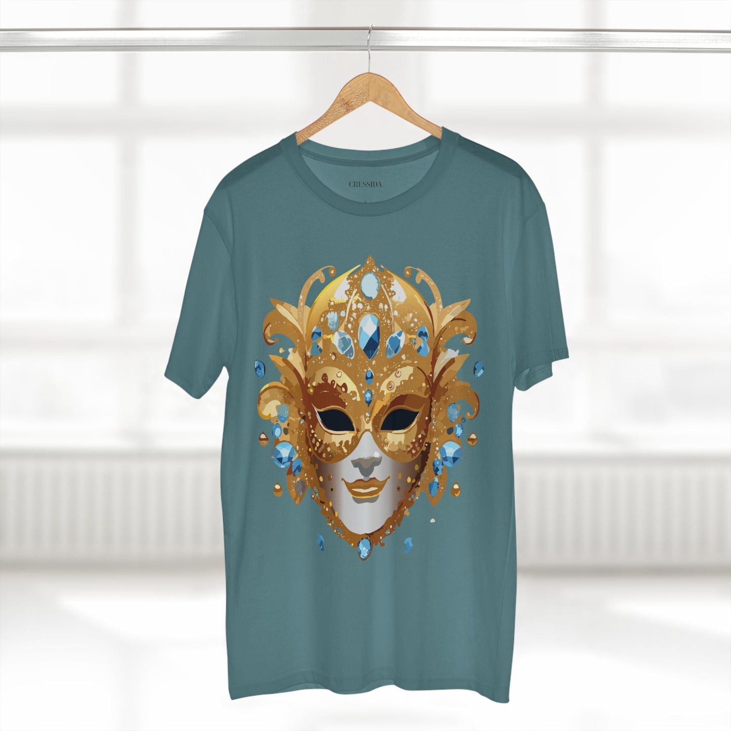 Carnival Mask Graphic T-Shirt Unisex 100 Cotton With Antique Gold Art Design Tee 21