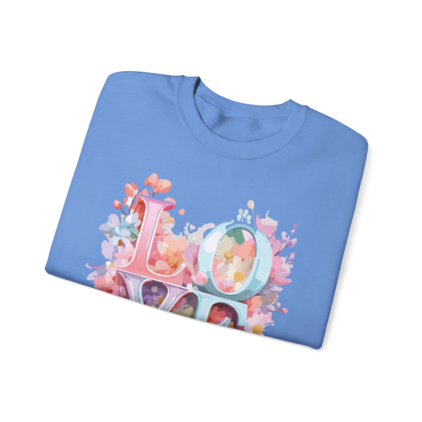 Floral Love Sweatshirt Unisex Valentines Day Crewneck Gildan 18000 50 Cotton 50 Polyester