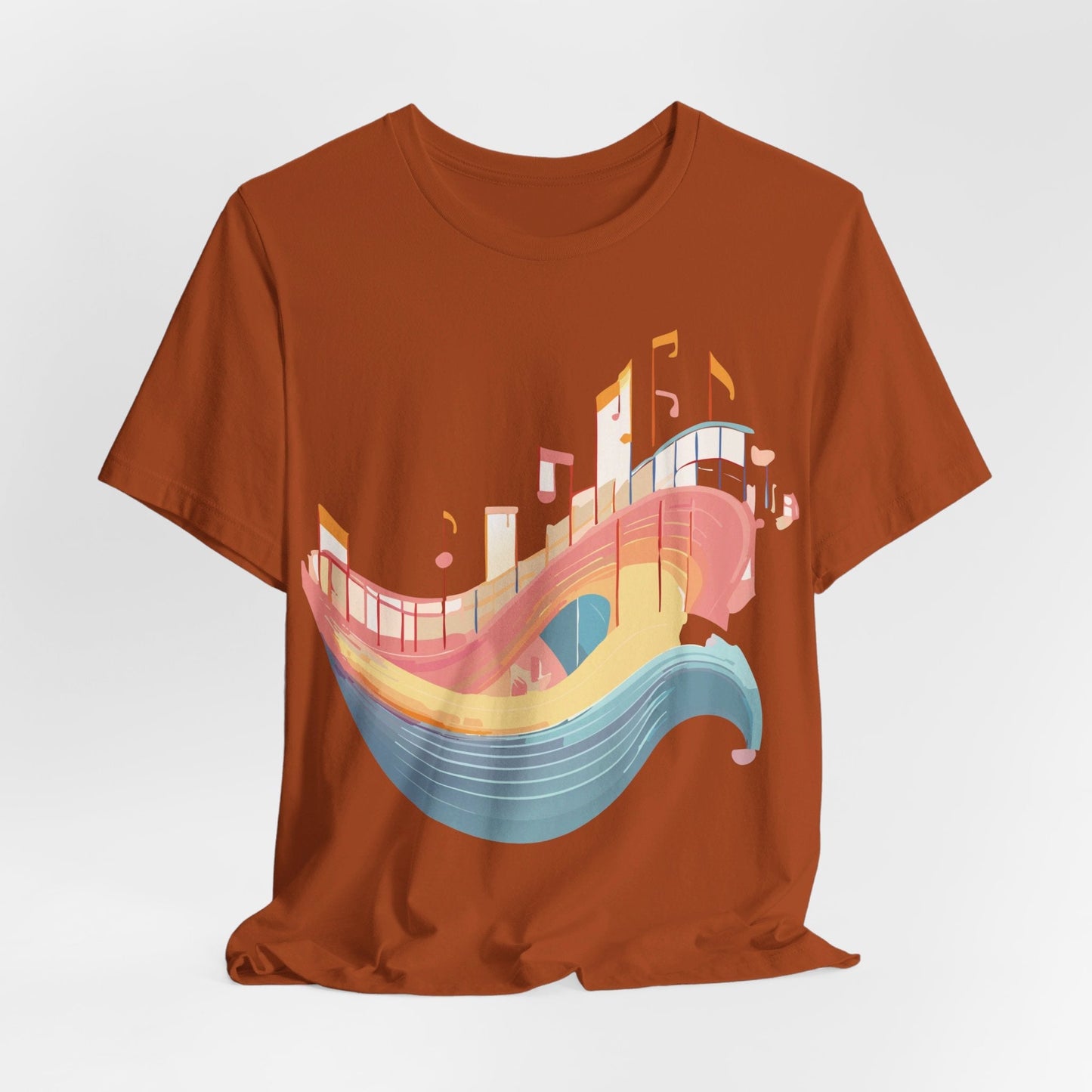 Music Graphic Unisex 100 Cotton Vintage Art with Musical Elements Tee 22