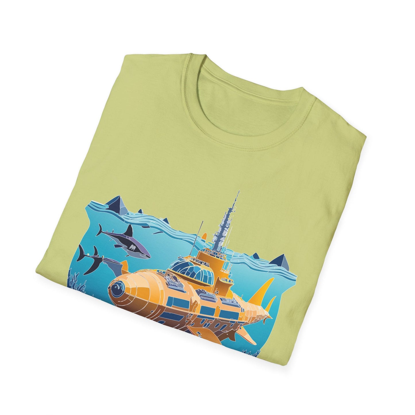 Ocean Tee Shirt Unisex Gildan Softstyle 64000 Ocean Theme Tee With U Boat Design