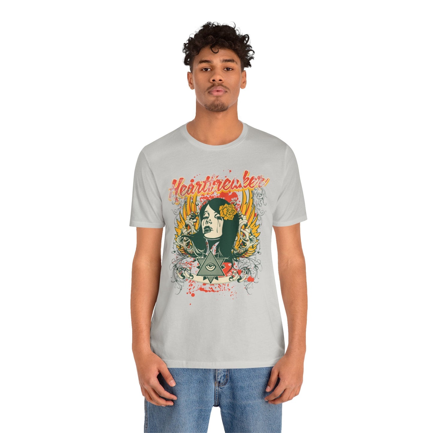 Heartbreaker Illustration Tee Retro Femme Portrait Floral Skull Graphic T-Shirt