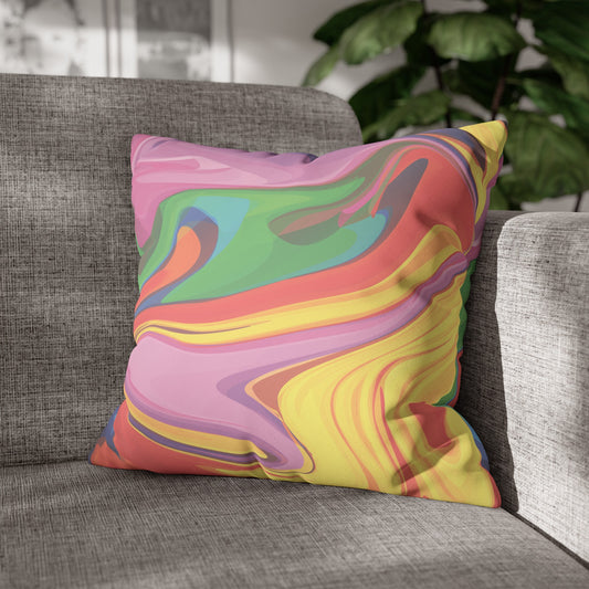 Faux Suede Pillowcase with Abstract print