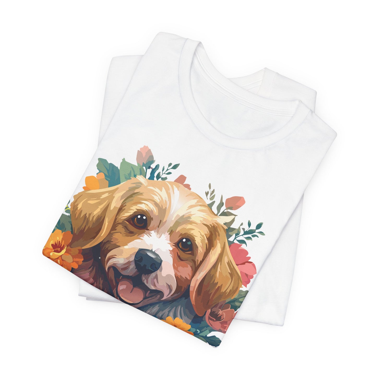 Floral Dog Tee, Animal Shirt, Dog Shirt, Floral Tee, Flower T-shirt, T-Shirt with Animal, Summer Top with Art Design