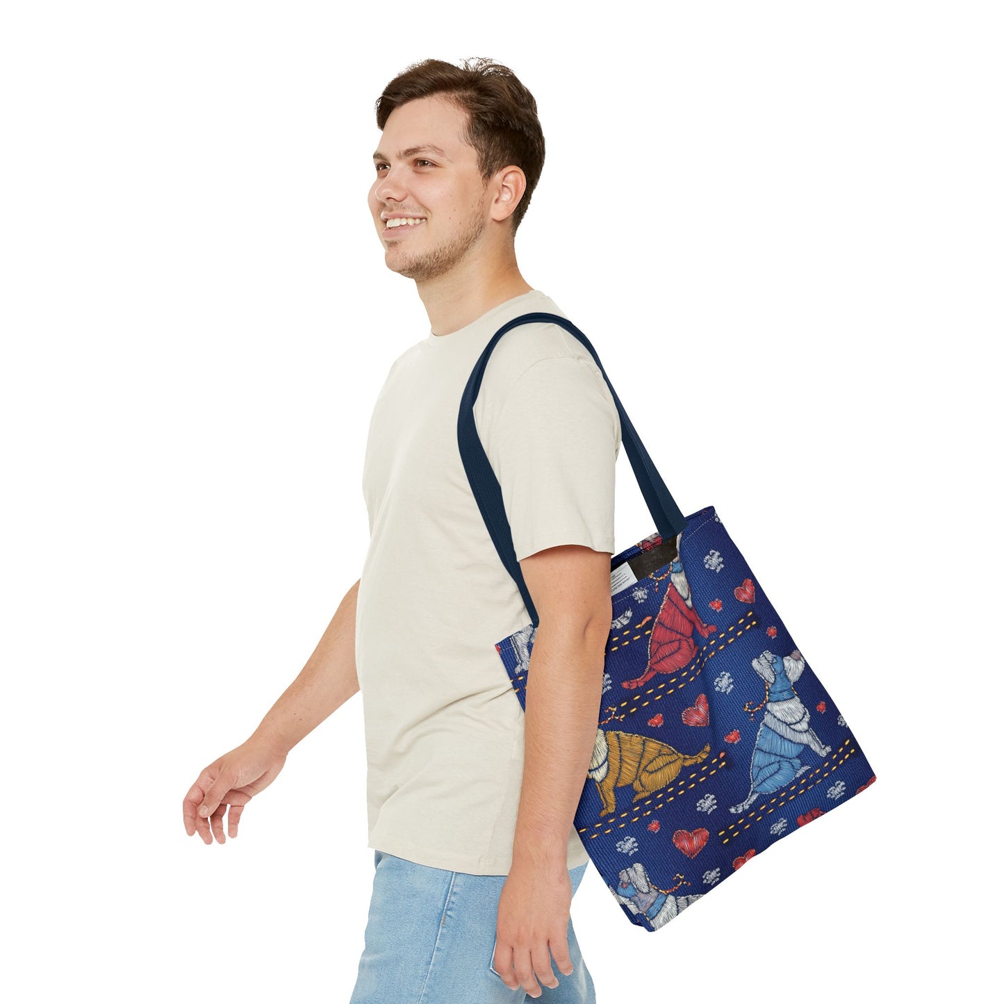 Love Day Graphic Design Denim Fabric Imitation Print Unisex Canvas Bag POLY 3 Sizes Tote Bag 201-14