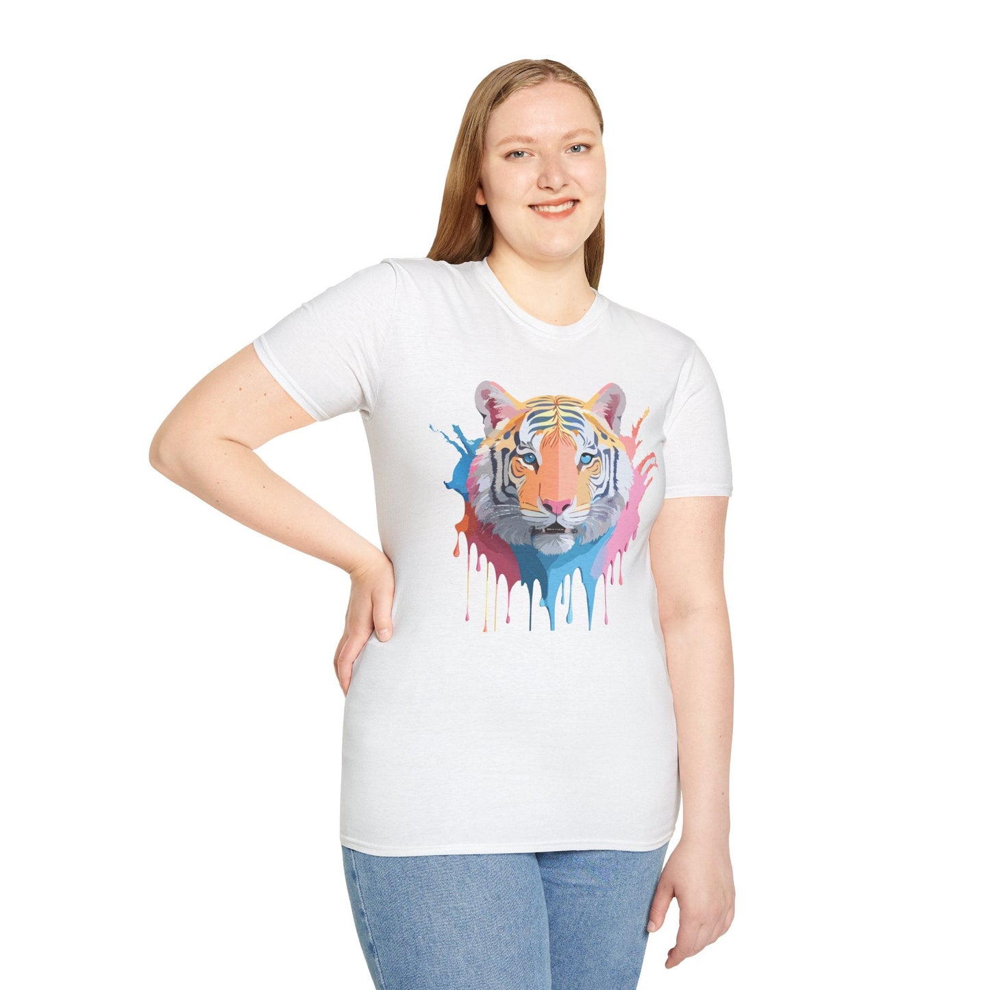 Tiger Print Unisex Softstyle T Shirt Gildan 64000 Comfort Tee