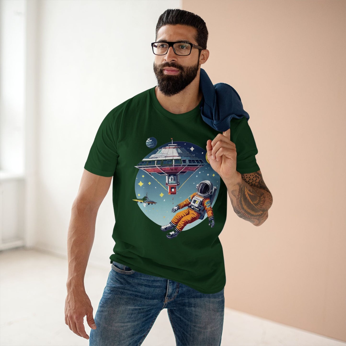 Cosmos Astronaut Shirt Unisex Premium Cotton Tee With Original Art Design By Retro2Nova